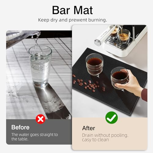 4 Pcs Black Bar Mats for Countertop, 18 x 12 Inch... (Black | Plastic)