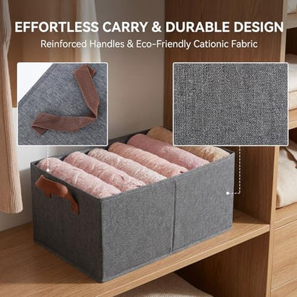 4 Pack Large Capacity Closet Storage bins, Foldable Storage Bins for Shelves, Large Fabric Closet Organizers with Handles for Clothing, Toys, Books, Shelves
