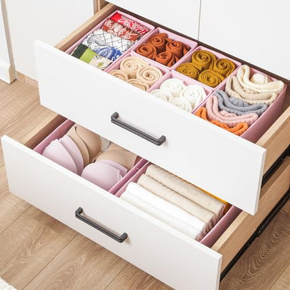 Stero 6 Pack Drawer Organizers for Clothing, Dresser Drawer Organizer Clothes, Fabric Foldable Closet Organizers and Storage Basket Bins for Clothes, Underwear, Bras, Socks (Pink)