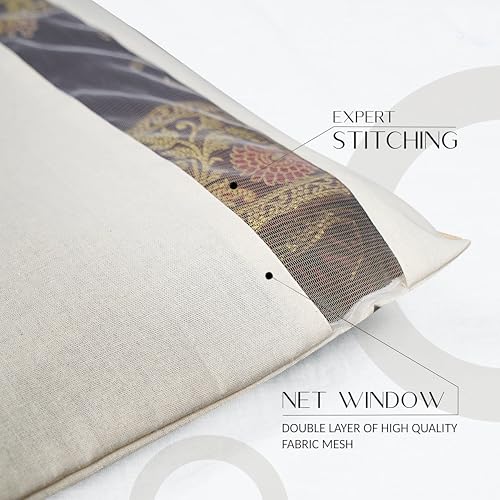 Cotton Saree Bags Covers for Storage Set with Zip Closure for Clothes Bags and Wardrobe Organizer with Transparent mesh window 16 x 14 Inches Pack 0f 12
