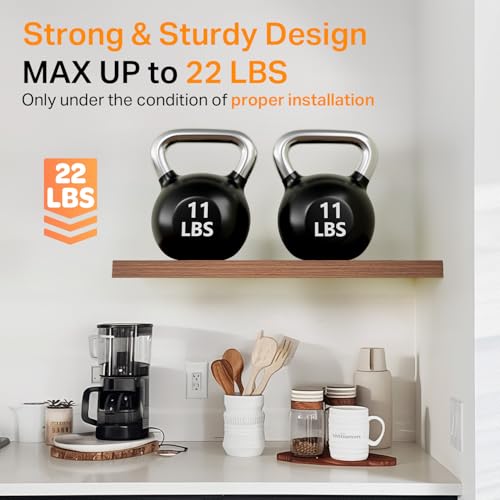 BAYKA Walnut-Like Floating Shelves 15.7in, 3 Pack, Wall Mount Rustic Shelf | 22lbs Max Load, Hidden Bracket, for Bathroom Bedroom Kitchen Display Storage Decor, Easy Install, Multi-Wall Compatible