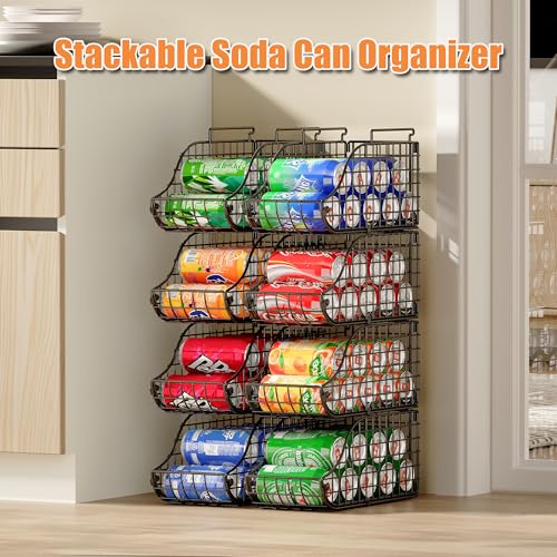 6-Pack Can Storage Organizer Pantry, Stackable Kit... (Black | Iron)