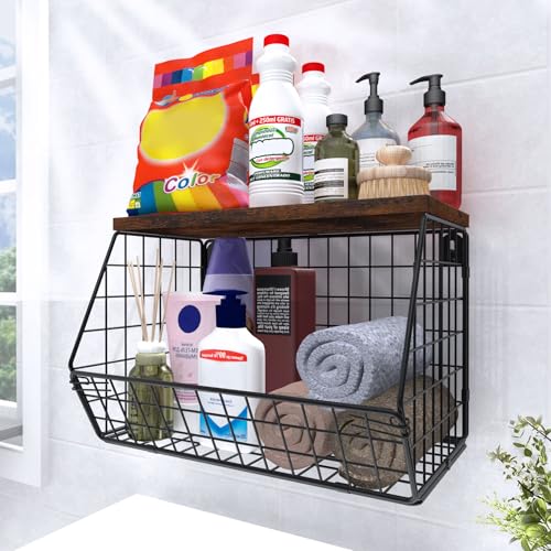Laundry Room Shelves, Wall Mounted Storage Basket,... (Metal)