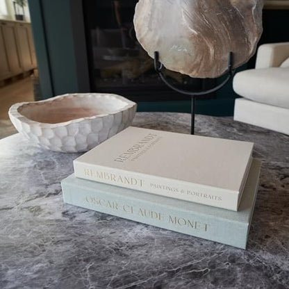 ZICOTO Set of 2 Beautiful Decorative Linen Books - Aesthetic Faux/Fake Books for Modern Home Decoration on Coffee Table, Bookshelf or Mantel - Stylish Keepsake Box and Photo Storage Solution