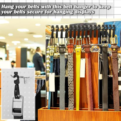 100 Pack Belt Hanger, Black Plastic Tie Hangers Bulk for Men & Women, Non-Slip Space Saving Closet Organizers and Storage, Durable Retail Display Hooks for Wardrobe, Accessories