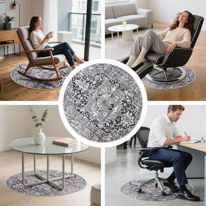 Recliner Chair Mat, Non Skid Round Furniture Pad, Recliner Pads for Hardwood Floors, Circular Small Circle Rug Pad, Furniture Pad 31.5inch Diameter Low Pile Heavy Duty Non Slip Multi-Purpose Rug