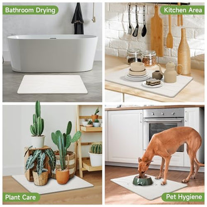 Large Stone Bath Mat, 31.5 x 19.7” Diatomaceous Earth Bath Mat | Extra Large Stone Bath Mat for Bathroom, Absorbent Stone Shower Mats, Non-Slip Barhroom Floor Mat, Quick Dry, Easy to Clean