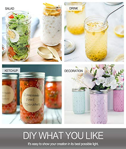 VERONES 12 Pack 22 oz Wide Mouth Mason Jars with Lids and Bands