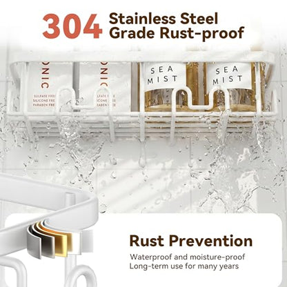 Shower Caddy Adhesive, Rustproof Shower Organizer, Wall Shower Rack | Large Capacity Shower Shelves for Inside Shower, No Drill Shower Storage, Shampoo Shower Holder, Bathroom Shower Shelf