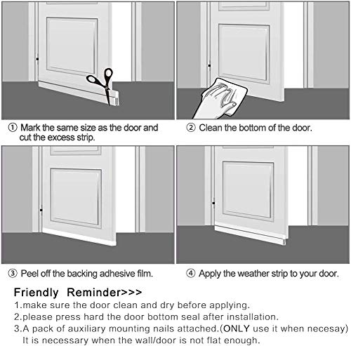 Huge Gap Door Draft Stopper,3.4" W x 39" L Widened Rubber Door Sweep, Black | Designed for Large Gaps - Self-Adhesive Weather Seal Blocks Drafts, Dust, Noise & Bugs, Works on Interior & Exterior Doors
