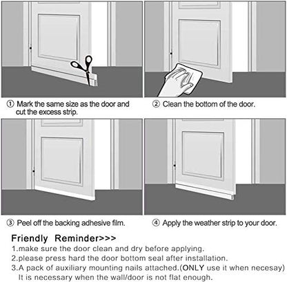 Huge Gap Door Draft Stopper,3.4" W x 39" L Widened Rubber Door Sweep, Black | Designed for Large Gaps - Self-Adhesive Weather Seal Blocks Drafts, Dust, Noise & Bugs, Works on Interior & Exterior Doors