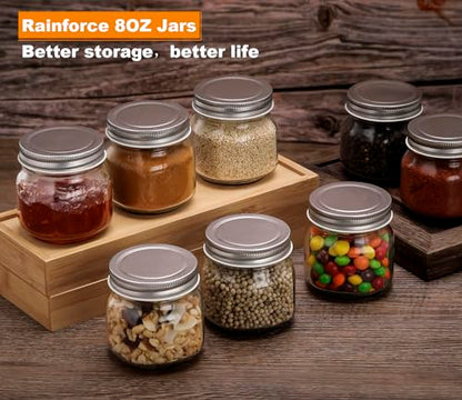 Mason Jars 8 oz 30 Pack Small Glass Caning Jars with Silver Lids