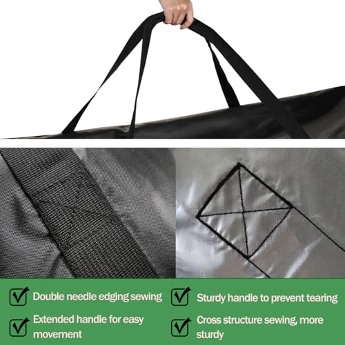 Outdoor Cushion Storage Bag with Zipper, Large Patio Storage Bags | Heavy Duty 420D Fabric, 32x32x24IN, Waterproof, Dustproof, Square, Black, Ideal for Furniture Cushions, Pillows