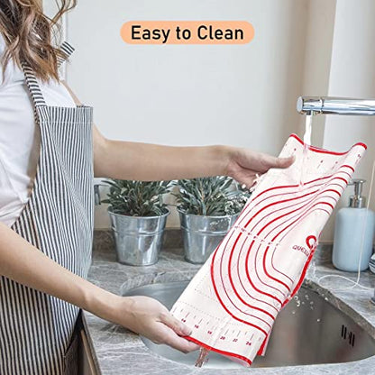 Silicone Baking Pastry Mat Large Dough Kneading Sheet for Rolling, 16×24 in | Non-Stick Non-Slip Reusable Kitchen Pad with Measurement Household Baking Essential for Pie Bread Pizza Cookie Fondant Making