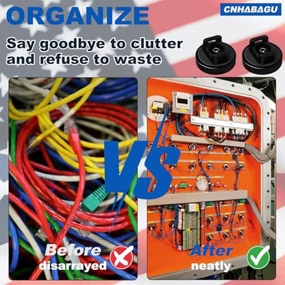 Magnet Zip Tie Mount Magnetic Zip Ties Mount 25LBS Strong Multipurpose Wire Cable Holder Mount Wire Clips Management for Home Office Marine Electrical Wiring (Black, 24 Piece)