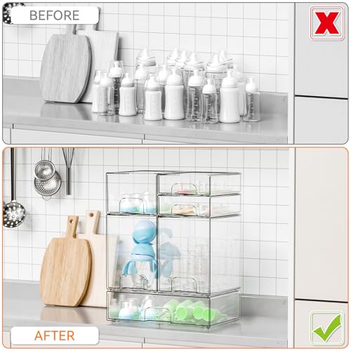6 Set Clear Baby Bottle Organizer for Countertop,B... (Clear | Acrylic)