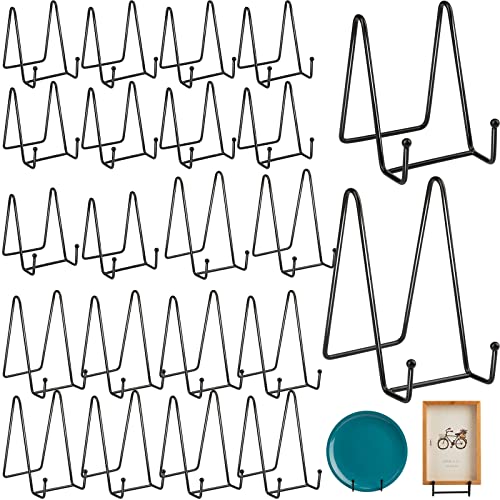 20 Pack Plate Stands for Display, 10 Pcs 4 Inch Me... (Black | Metal)