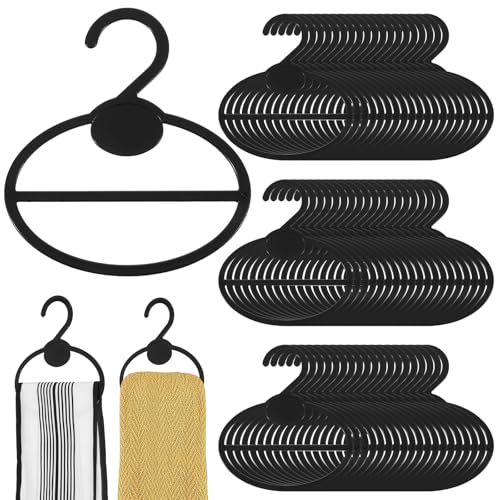 100 Pcs Black Plastic Scarf Hanger Organizer Space Saving Closet Accessory Holder for Scarves, Belts, Ties, Headscarves, and More