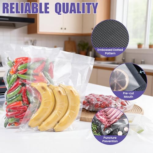 CAREGY Vacuum Sealer Bags 200 Quart | 8" x 12" with BPA Free for Food Storage Meal Prep or Sous Vide