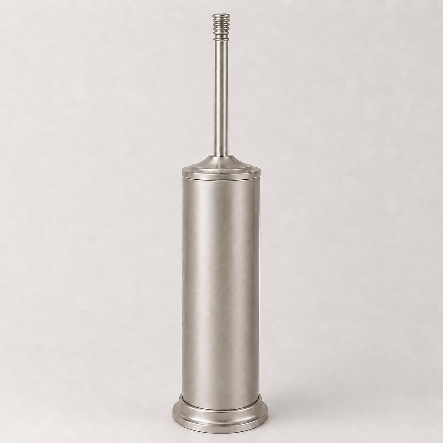 Nickel Toilet Brush and Holder Set，Extra Long Handled Toilet Bowl Brush and Holder，Stainless Steel Heavy Duty Toilet Brush for Bathroom,Deep Cleaning Modern Toilet Cleaner Slip Base