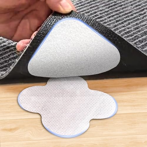PHIXBEAR 16 Sets Super Adhesive Carpet Pad Gripper, Heavy Duty Hook and Loop Strips Rug Tape for Hardwood Floors Tile, Rug Corners to Hold Rug Down, Keep Area Rugs Safe and in Place
