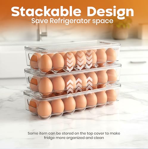 Utopia Home Egg Holder for Fridge, Stackable Egg Container, 2 Pack, Clear