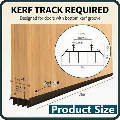 [2 Pack] 36 Inch Exterior Door Sweep with Vinyl Fins – Under Door Weather Stripping Seal for Exterior Doors with Kerf Track | Bottom Door Seal Strip | Draft Stopper & Rodent Proof (Brown)