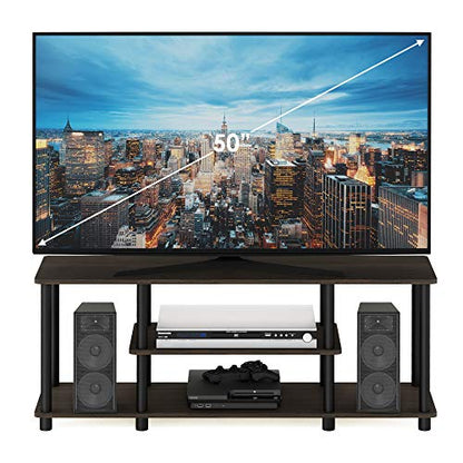 Furinno Turn-N-Tube No Tools 3D 3-Tier Entertainment TV Stand up to 50 inch TV, Round Tubes, Dark Brown / Black | for TV up to 50 Inch, Open Frame Rectangular Entertainment Center with Storage Shelf, TV Console, for Living Room, Bedroom