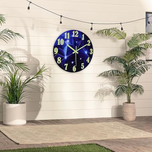 Outdoor Clocks Waterproof 12 Inch Galaxy Night Light Glass Wall Clock for Pool Patio Bathroom