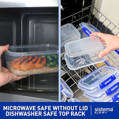 Sistema KLIP IT Large 7L Food Storage Container, Airtight & Stackable, Dishwasher, Freezer, & Microwave-Safe, BPA-Free