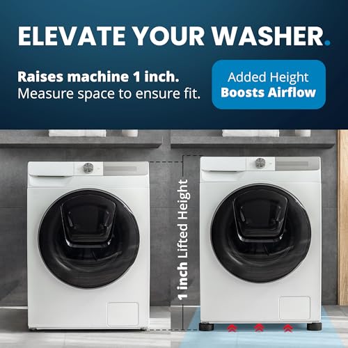 Anti Vibration Pads for Washing Machine with Tank Tread Grip™ - 8 Pack + Level - Fits MOST Round Feet up to 1.75” - Stops Washer Dryer from Moving - Rubber Antivibration Stabilizer for Leveling Washer