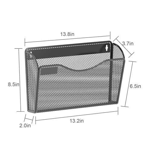 samstar 6 Pack Mesh Wall Mounted File Holder Metal Wall File Pocket Mail Organizer for Office/Home(with Label Panel)