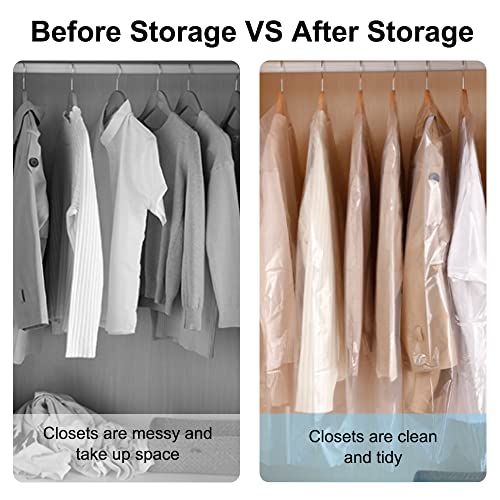 BEISHIDA 25PCS 72 Inch Plastic Garment Bag-Plastic Clear Dry Cleaner Laundry Bags for Clothes Cover, Hanging Clothes Storage for Long Dresses Skirt Coat Suit Shirt Jacket