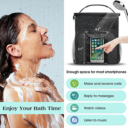 Mesh Shower Caddy Portable Dorm Room Essentials, Toiletry Tote Bag | Quick Dry, Large Capacity Haning Shower Bag for College Dorm Room Essentials for Boys and Girls for Bath Camping (Black)