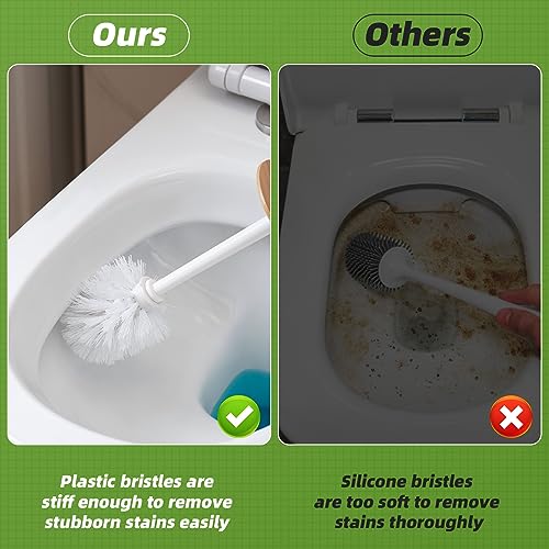 Toilet Brush, Toilet Bowl Brush and Holder Set, Bathroom Toilet Bowl Cleaner Scrub Brush Set Scrubber for Deep Cleaning, White