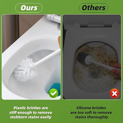 Toilet Brush, Toilet Bowl Brush and Holder Set, Bathroom Toilet Bowl Cleaner Scrub Brush Set Scrubber for Deep Cleaning, White