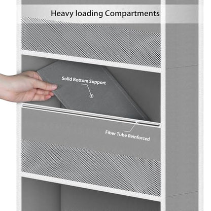 Univivi Fabric Over Door Hanging Organizer for Baby Nursery, Grey, 5-Shelf | Door Storage with Large Capacity Breathable Mesh Pockets, Closet Organizers and Storage for Baby Essential, Bedroom and Dorm