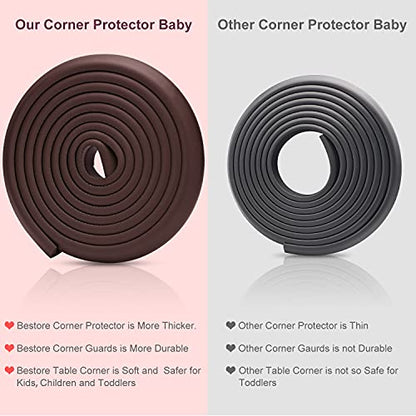 Baby Proofing Edge Corner Protectors, 20.5FT Furniture Table Bumper Guards | Soft thick rubber foam bumper, 18.1ft edge strips + 8 corner guards, 3M pre-taped for table, cabinet & wall sharp corners