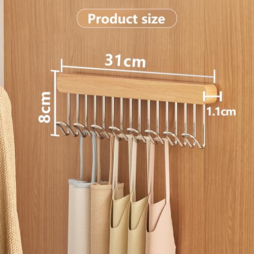 2 Pack Closet Valet Rod, Pull Out Belt Hanger with 8 Hooks, 12 Inch | pull-out wardrobe pole for belt hangers,tie hangers,bra organizer, closet valet rod slide out