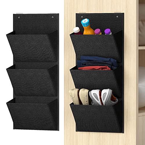 Wall Mounted Hanging Organizer 2Pack,Shoes Rack/Can Store 6Pairs of Plus-Size Sneakers,Also Stores Boots.with Sticky Hanging Mounts, Shoes Holder,Door Shoe Hangers (SM08-Black-2)