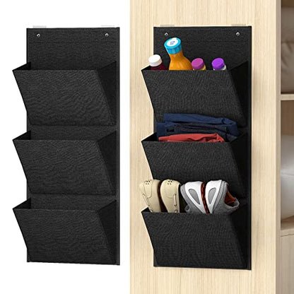 Wall Mounted Hanging Organizer 2Pack,Shoes Rack/Can Store 6Pairs of Plus-Size Sneakers,Also Stores Boots.with Sticky Hanging Mounts, Shoes Holder,Door Shoe Hangers (SM08-Black-2)