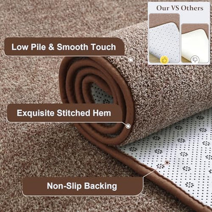 Keeko 4x6 Area Rugs for Living Room,Soft Washable Memory Foam Bedroom Rug | Indoor Throw Rug Low Pile Minimalist Non Slip Carpet for Kids Nursery Classroom Dorm Room Home Decor Brown and White