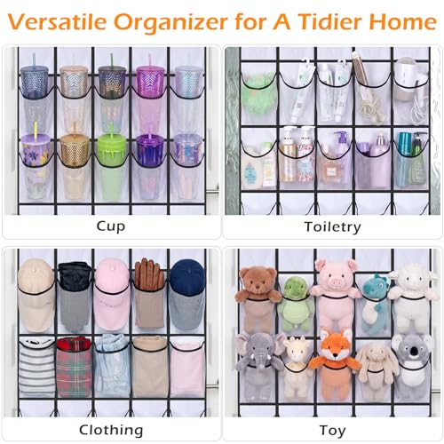 MISSLO 35 Large Pockets Over The Door Shoe Organizer Sturdy Oxford Fabric Hanging Shoe Rack for Door Mesh Closet Shoe Holder Hanger, White