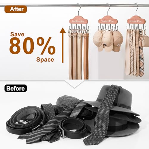 Bra Hanger for Closet Organizer, Cedar,2 Pack 8 Hook | Space Saving Wooden Tank Top Hangers with 8 Foldable Hooks & Holds 24 Items, Storage for Bras, Scarves, Belts, Ties and More