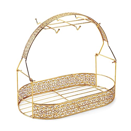 Coffee Mug Holder with Oval Drip Tray (Glod) (gold2 | Iron)