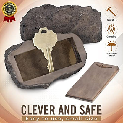 Hide a Key Outside Fake Rock - Looks & Feels like Real Stone - Safe for Outdoor Garden or Yard, Spare Key Storage, Weatherproof Key Holder, Blends with Landscaping by Rampro