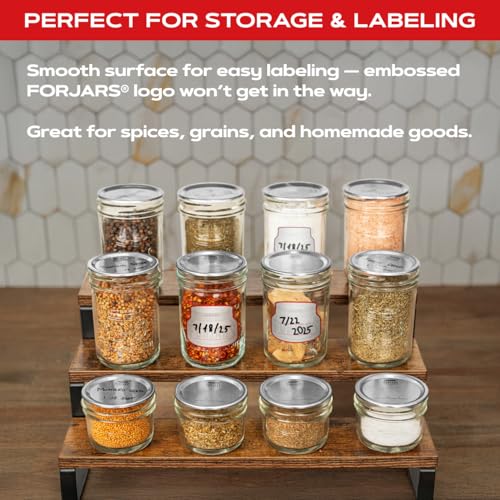 FORJARS® Premium Mason Jars with Lids – 4oz | Regular Mouth Canning Jars | 12-Pack Glass Jars for Jam, Jelly, Honey, Spices, Desserts, Sauces, Food Storage, Freezer Safe, Airtight Bulk Set