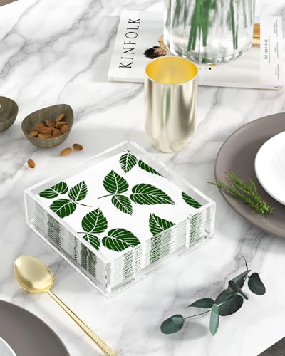 MaxGear Acrylic Cocktail Napkin Holder for Table, Clear Guest Towel Holder | Fits 5x5 Napkins, Durable Acrylic Construction, Stable Non-Slip Pads, Ideal For Bar, Party, Kitchen and Dining Table Use