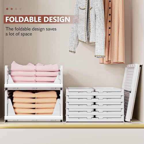 CTSNSLH 5 Pack Closet Organizers Stackable Storage Box | White Stackable Plastic Drawer Bins for Closets, Wardrobes, Kitchens, Bathrooms, Offices
