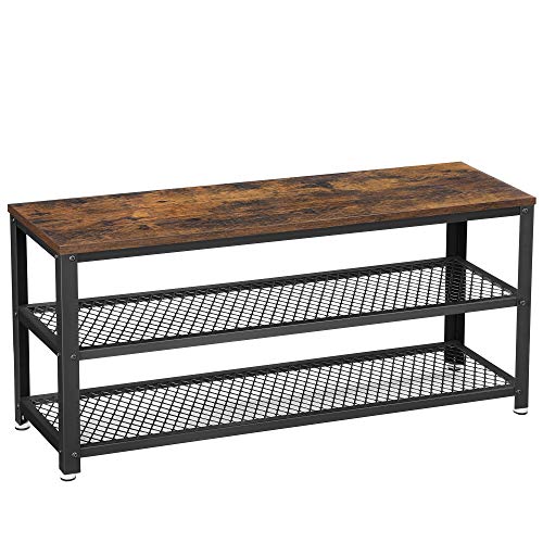 3-Tier Shoe Rack, Shelf Storage Bench with Metal M... (Metal)